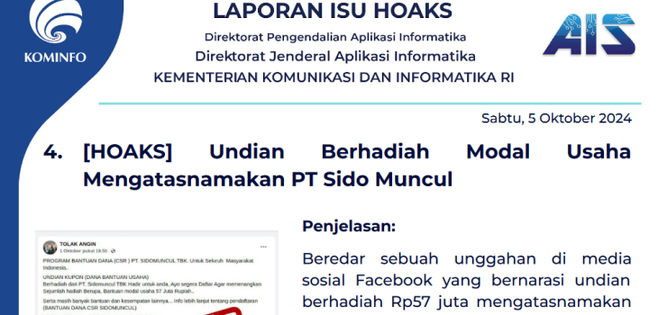 Isu Hoaks 5 Oktober 2024