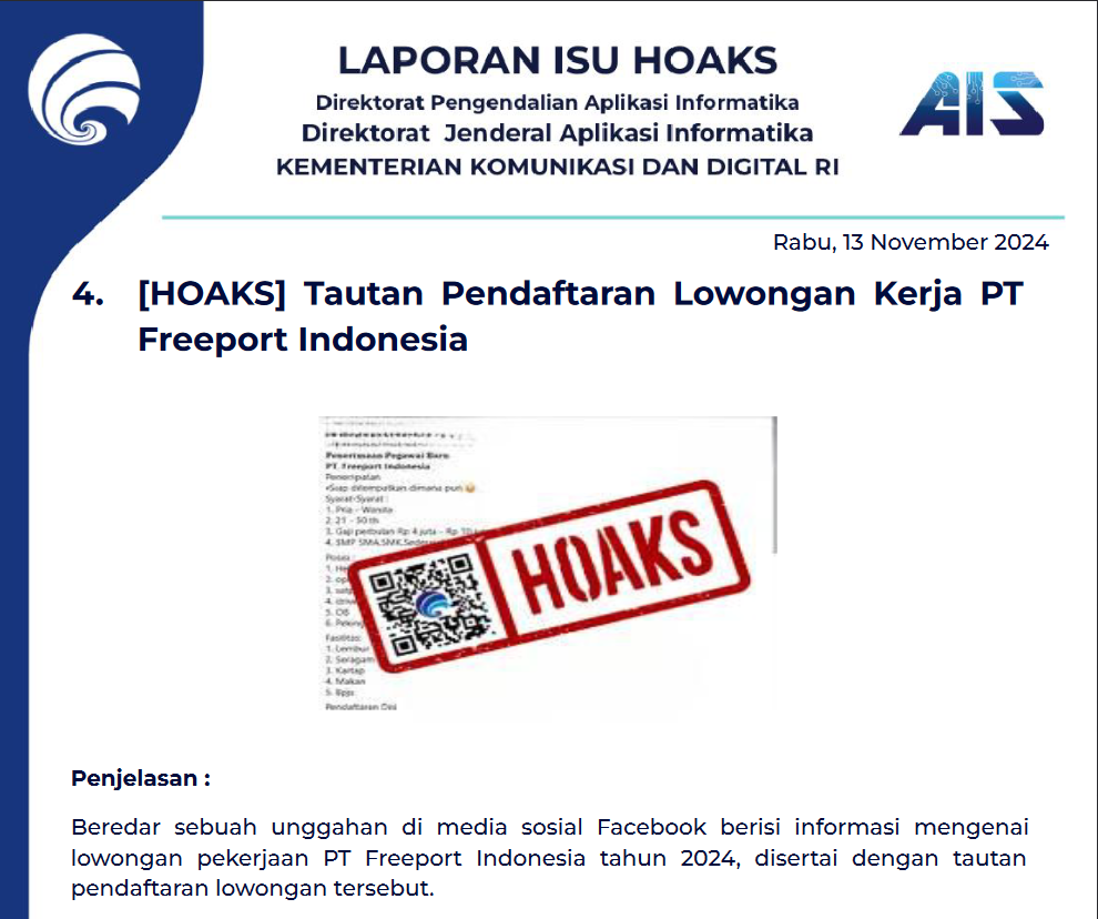 Isu Hoaks 13 November 2024