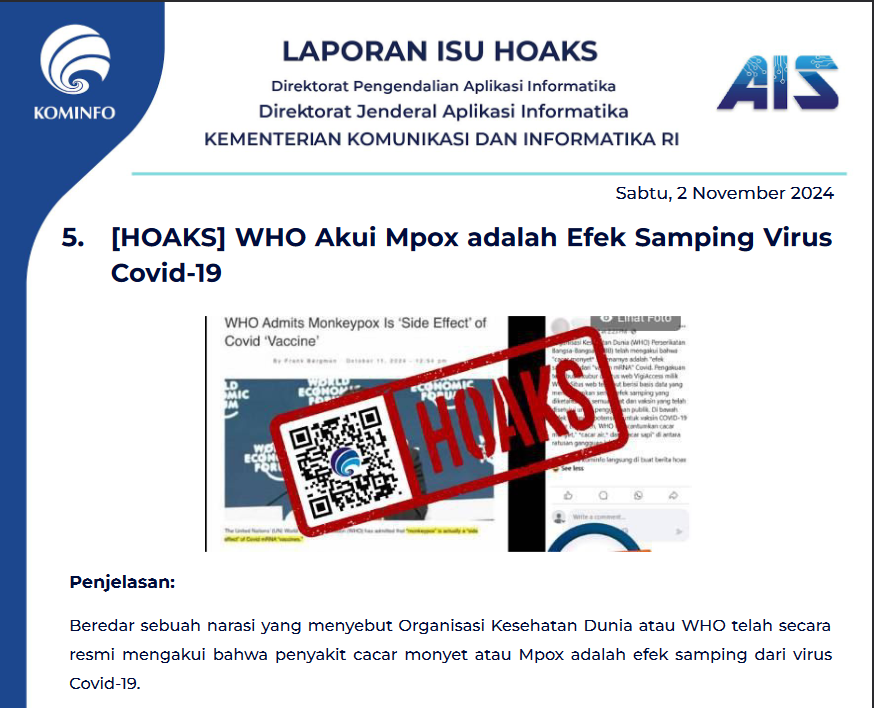 Isu Hoaks 2 November 2024