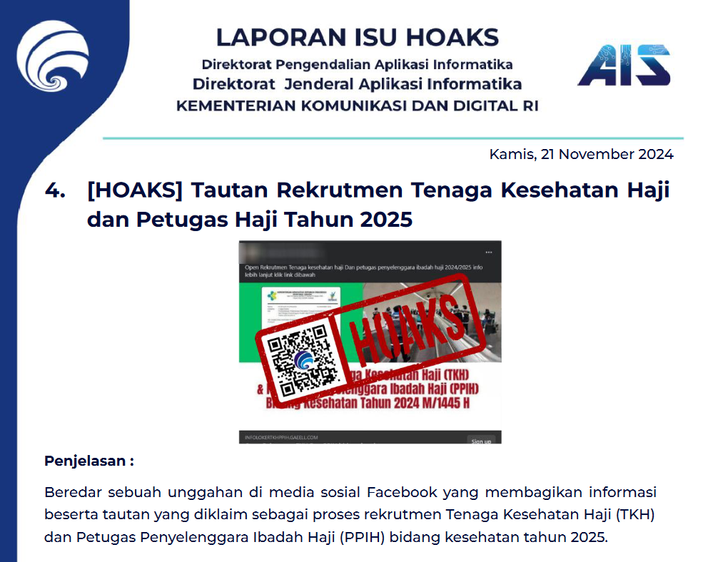 Isu Hoaks 21 November 2024