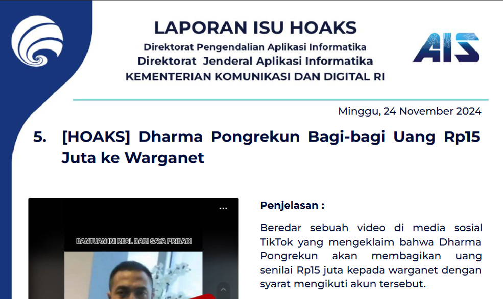 Isu Hoaks 24 November 2024