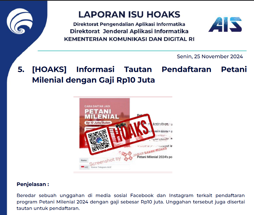 Isu Hoaks 25 November 2024