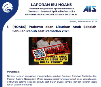 Isu Hoaks 26 November 2024