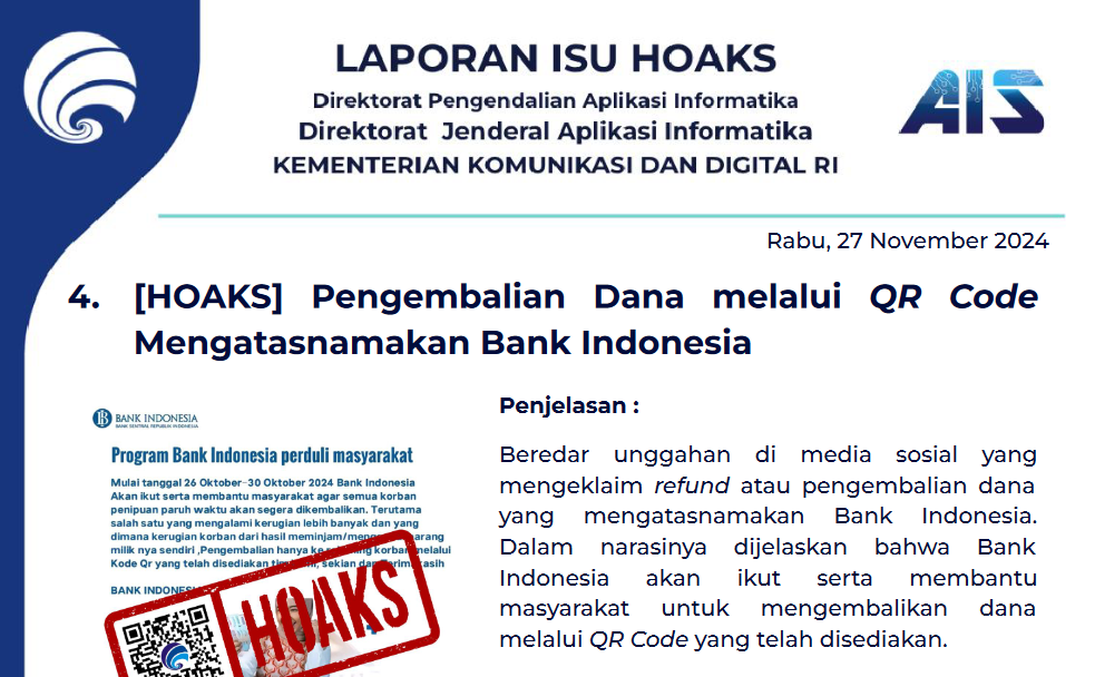 Isu Hoaks 27 November 2024