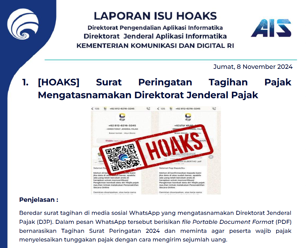 Isu Hoaks 8 November 2024
