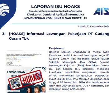 Isu Hoaks 12 Desember 2024