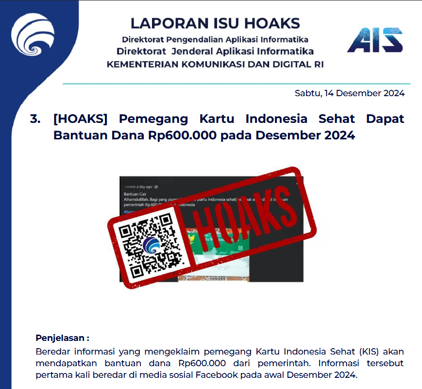Isu Hoaks 14 Desember 2024