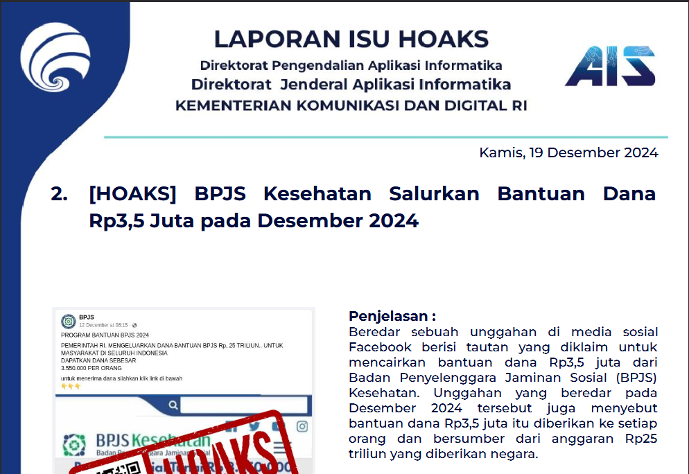 Isu Hoaks 19 Desember 2024