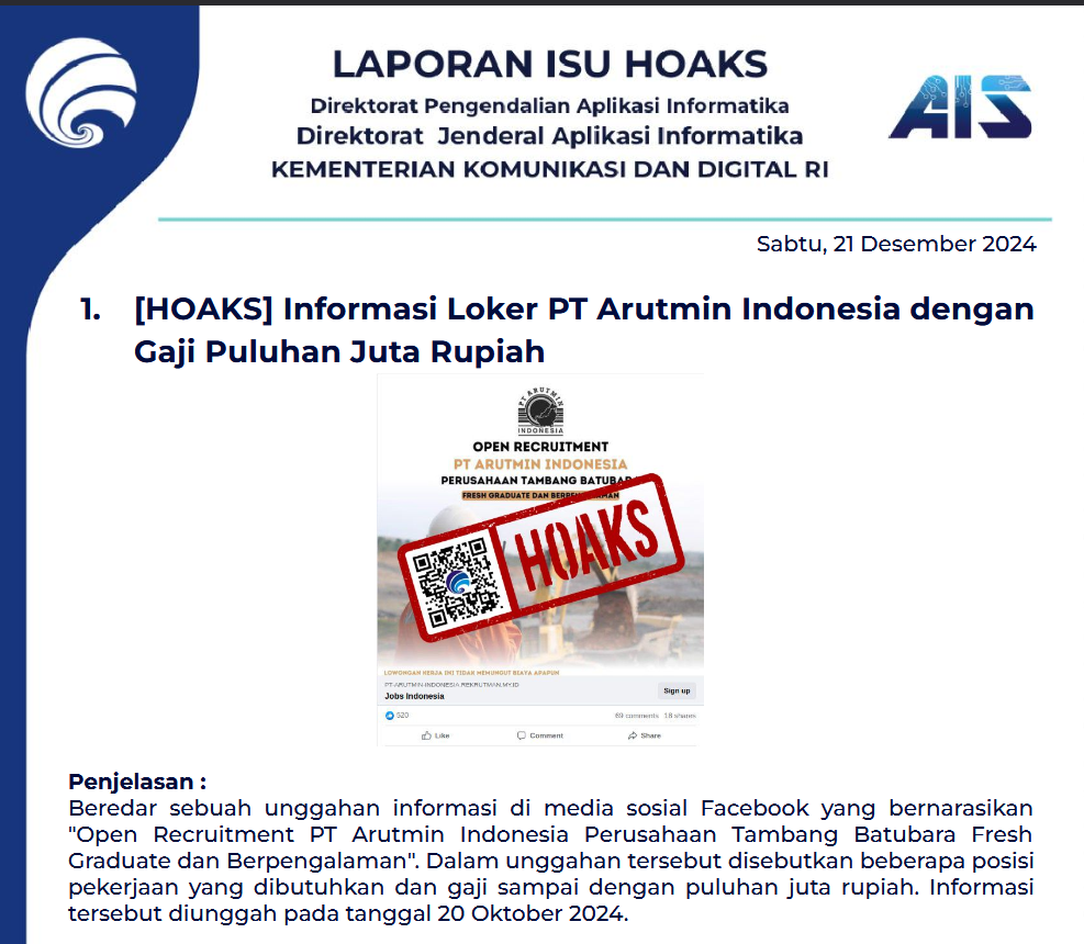 Isu Hoaks 21 Desember 2024
