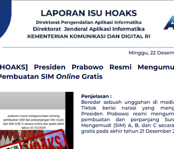Isu Hoaks 22 Desember 2024
