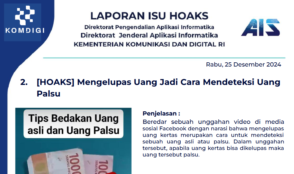 Isu Hoaks 25 Desember 2024