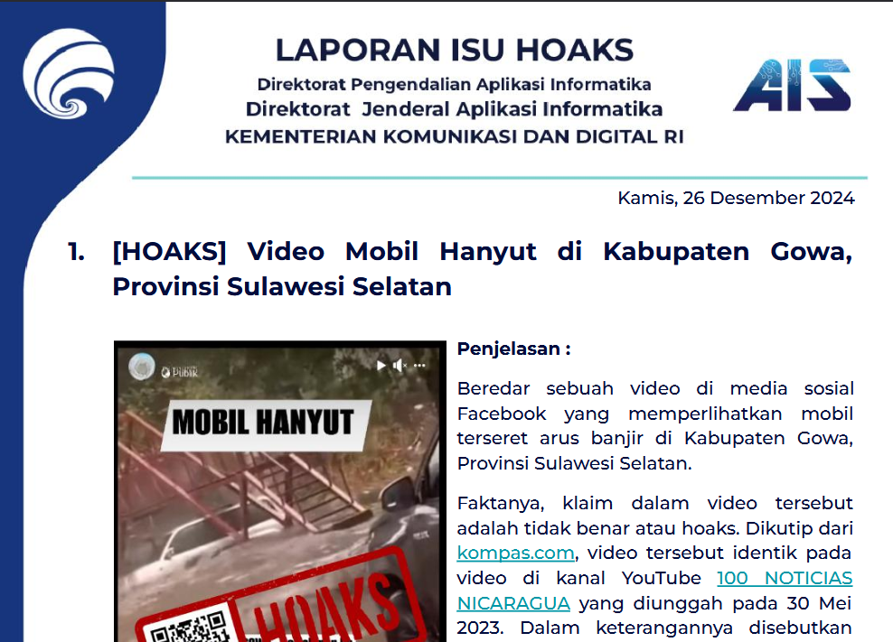 Isu Hoaks 26 Desember 2024