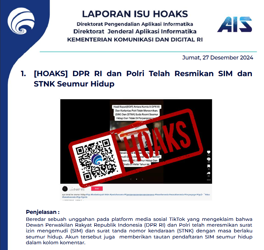 Isu Hoaks 27 Desember 2024