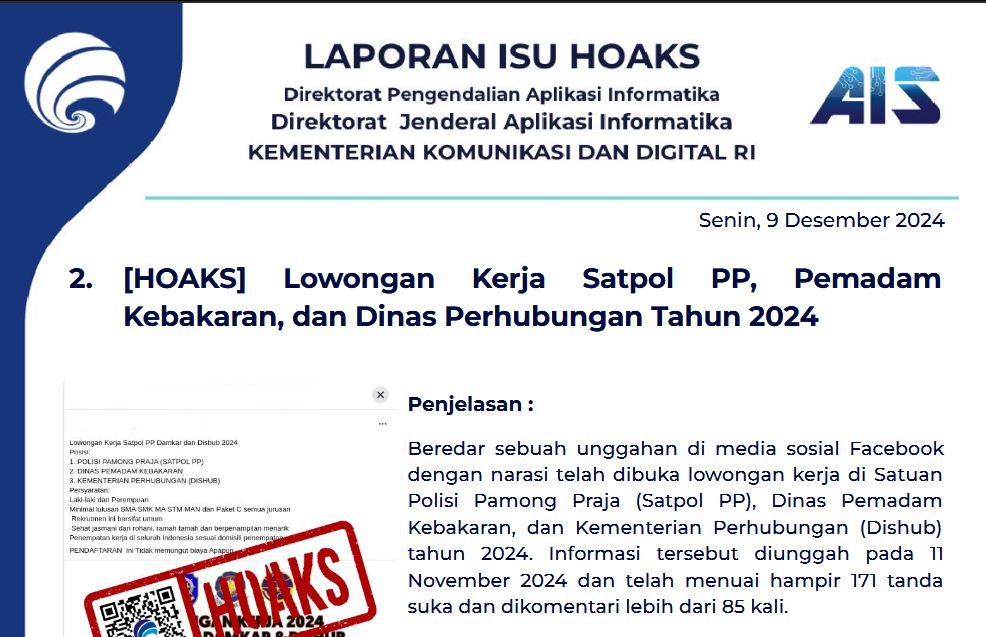 Isu Hoaks 9 Desember 2024