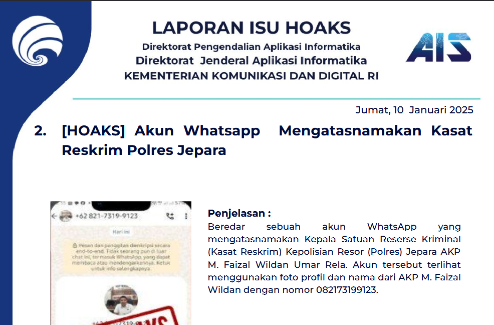 Isu Hoaks 10 Januari 2025