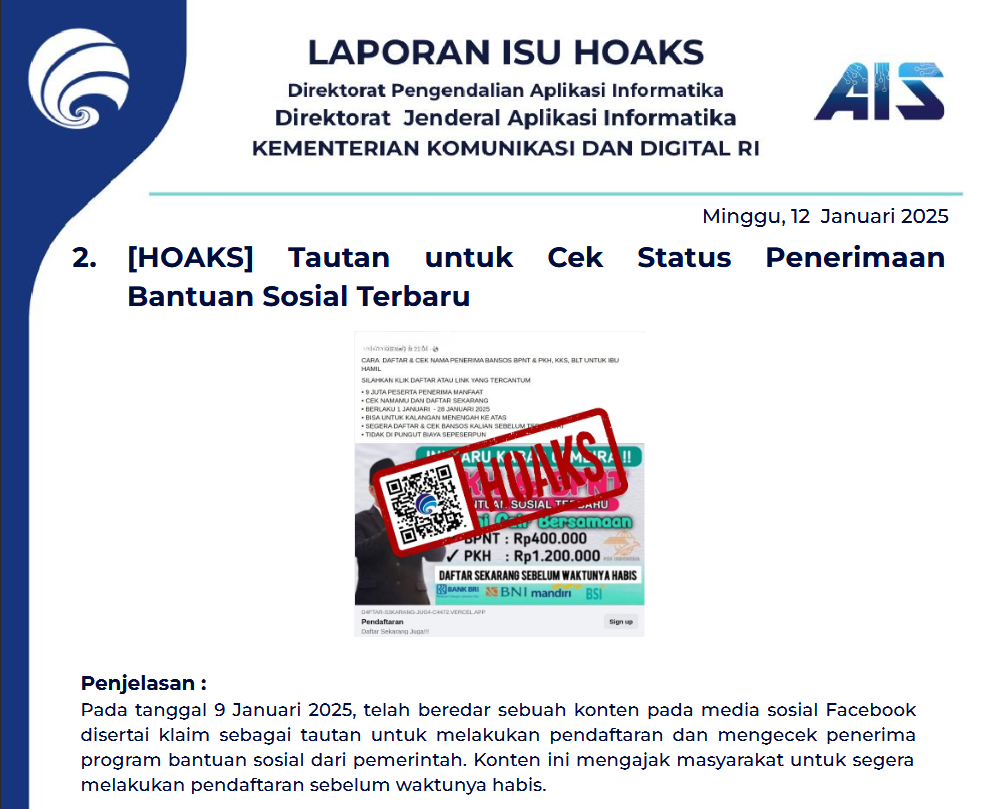 Isu Hoaks 12 Januari 2025