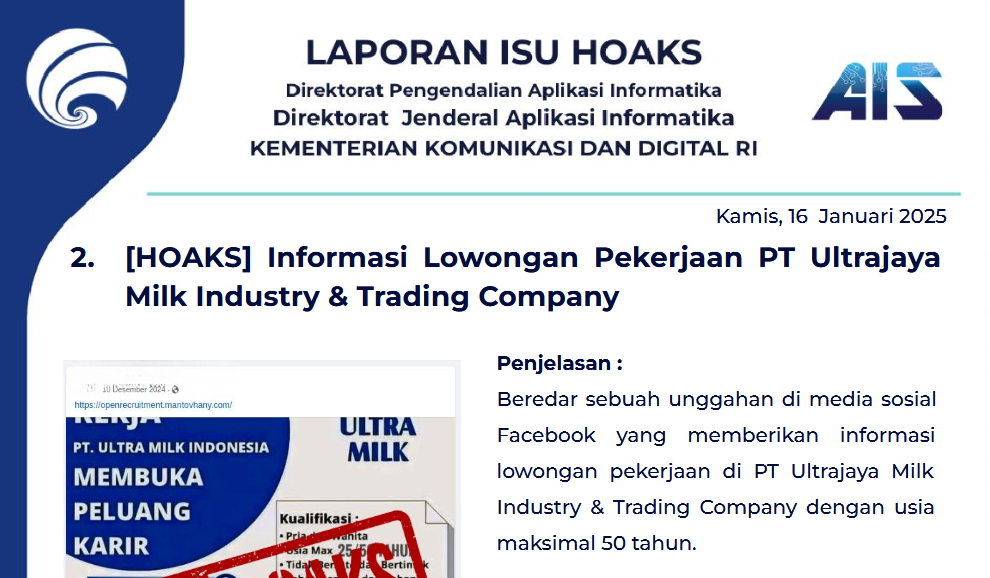 Isu Hoaks 16 Januari 2025