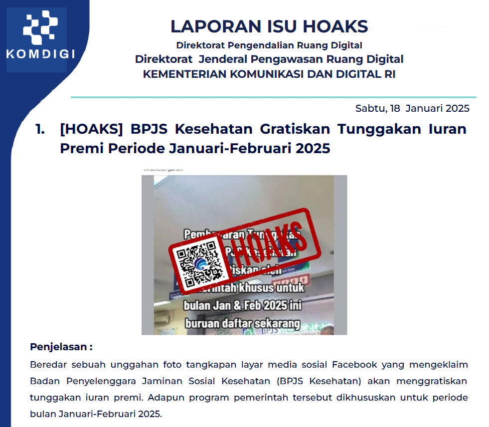 Isu Hoaks 18 Januari 2025