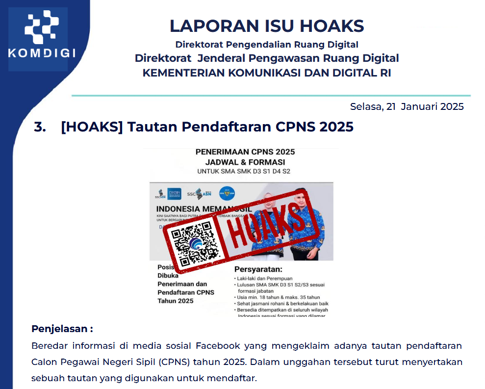 Isu Hoaks 21 Januari 2025