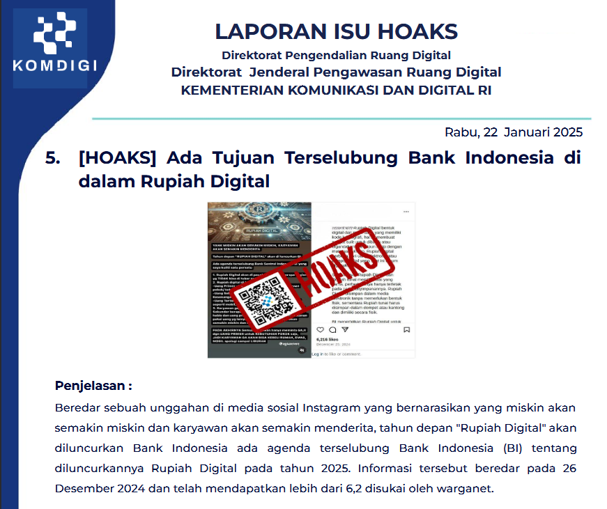 Isu Hoaks 22 Januari 2025