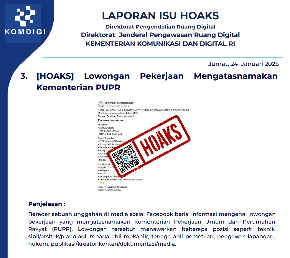 Isu Hoaks 24 Januari 2025