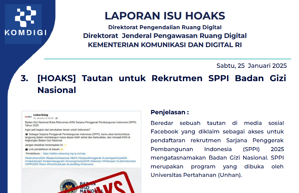 Isu Hoaks 25 Januari 2025