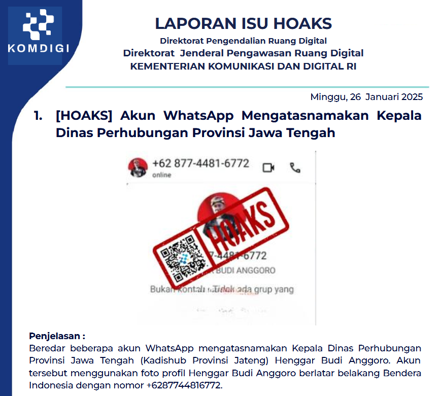Isu Hoaks 26 Januari 2025