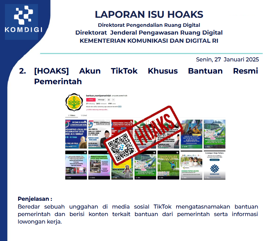 Isu Hoaks 27 Januari 2025