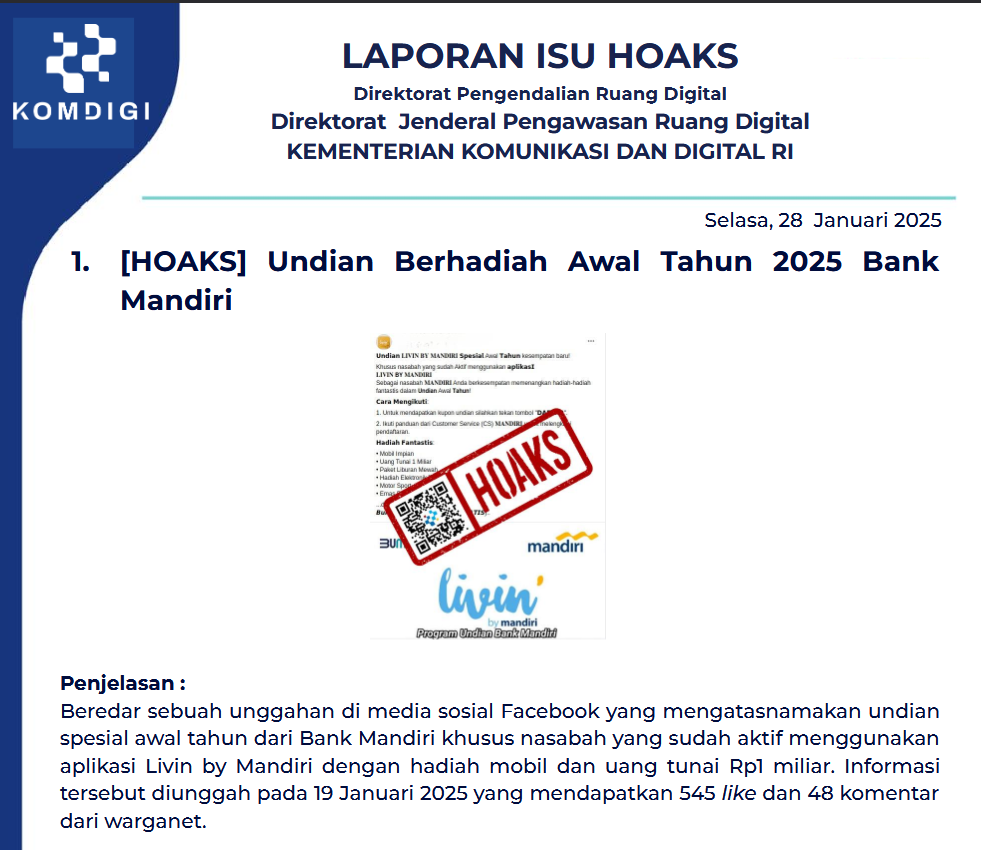 Isu Hoaks 28 Januari 2025