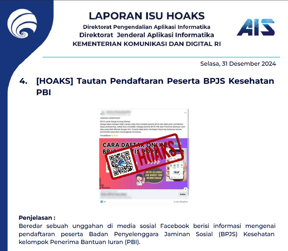 Isu Hoaks 31 Desember 2024