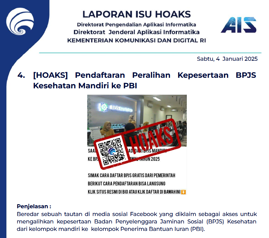 Isu Hoaks 4 Januari 2025