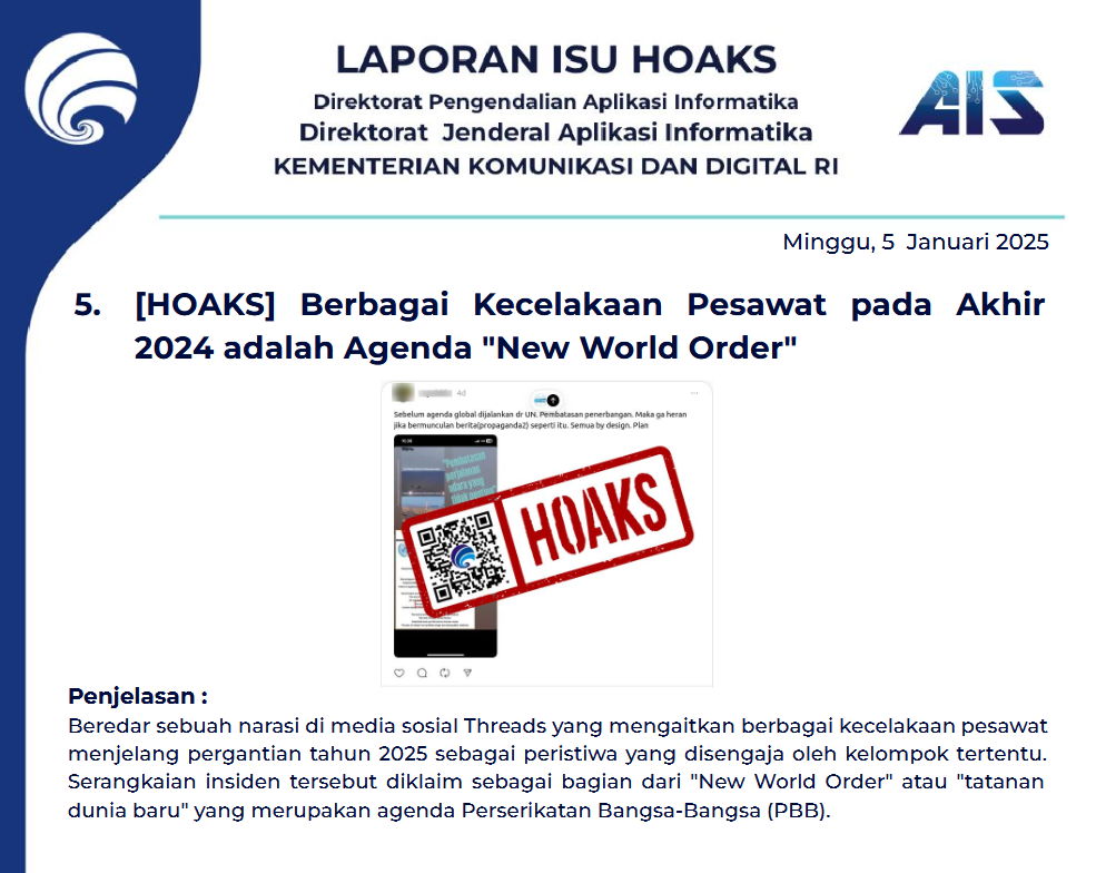 Isu Hoaks 5 Januari 2025