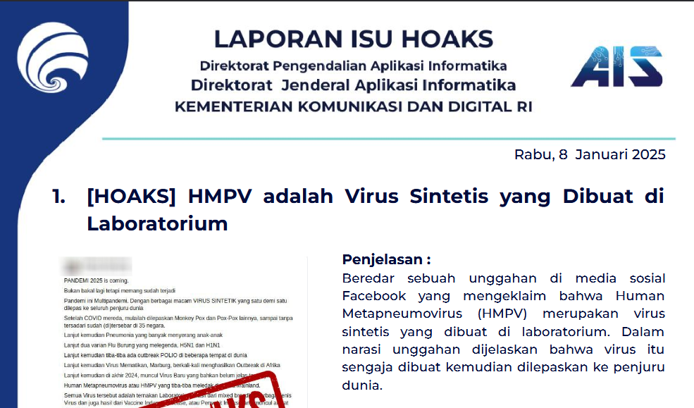 Isu Hoaks 8 Januari 2025