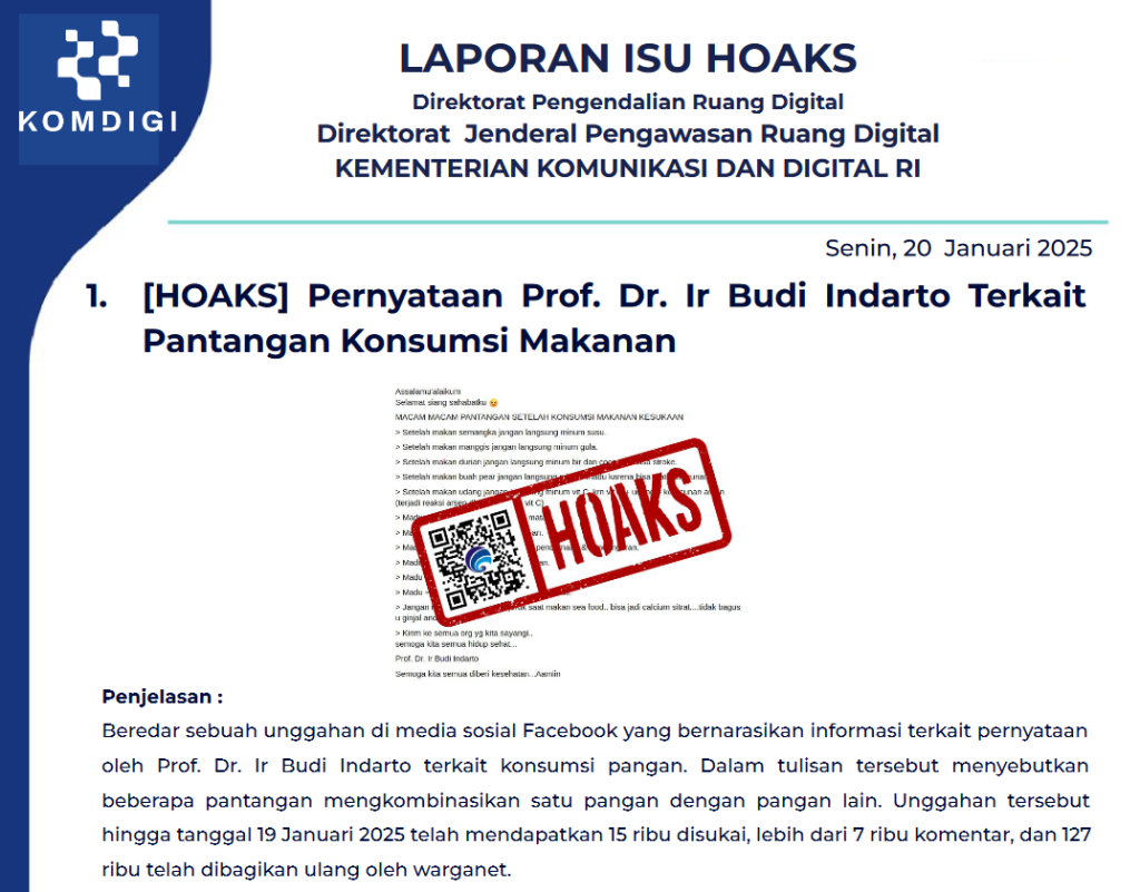 Isu Hoaks & Disinformasi 20 Januari 2025