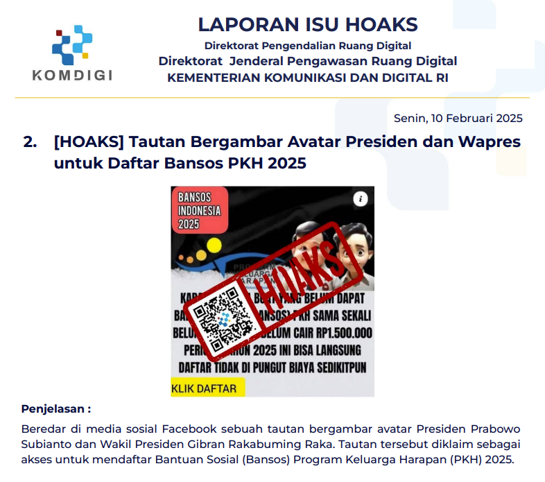 Isu Hoaks 10 februari 2025