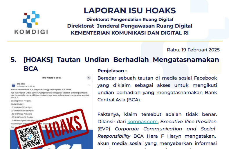 Isu Hoaks 19 februari 2025