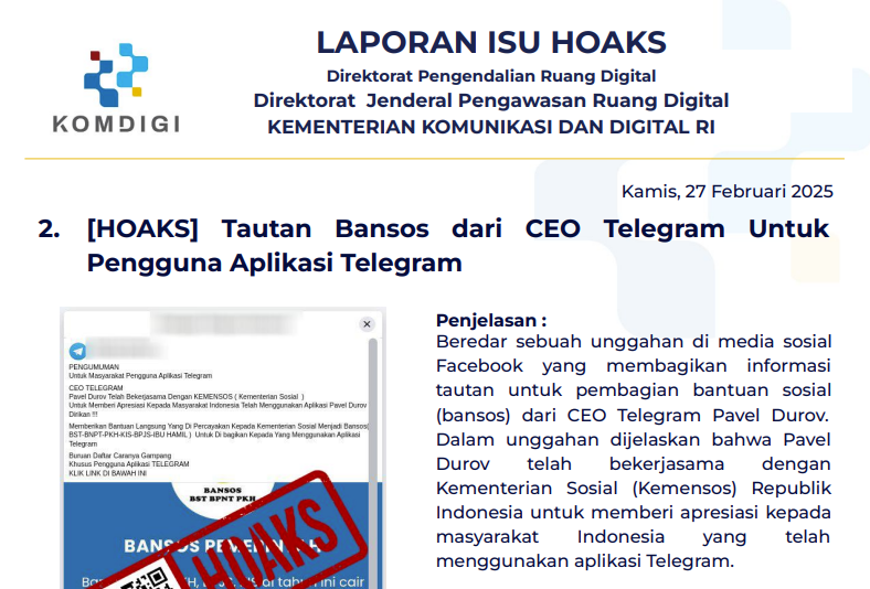 Isu Hoaks 27 februari 2025