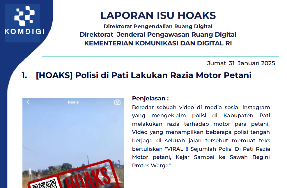 Isu Hoaks 31 Januari 2025