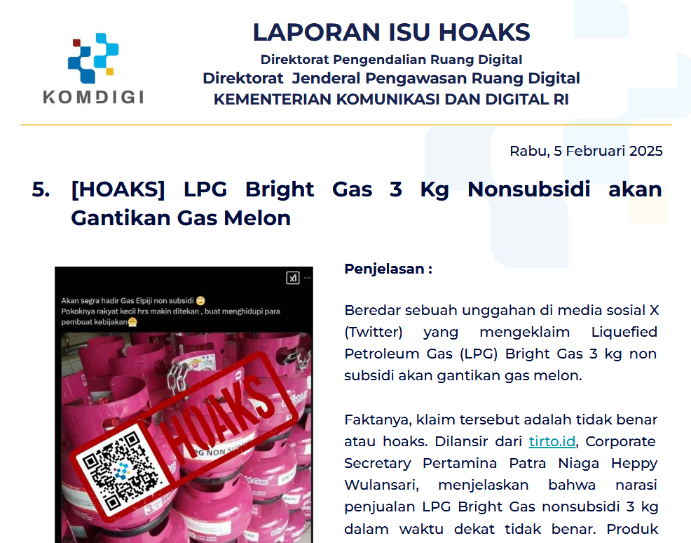 Isu Hoaks 5 februari 2025