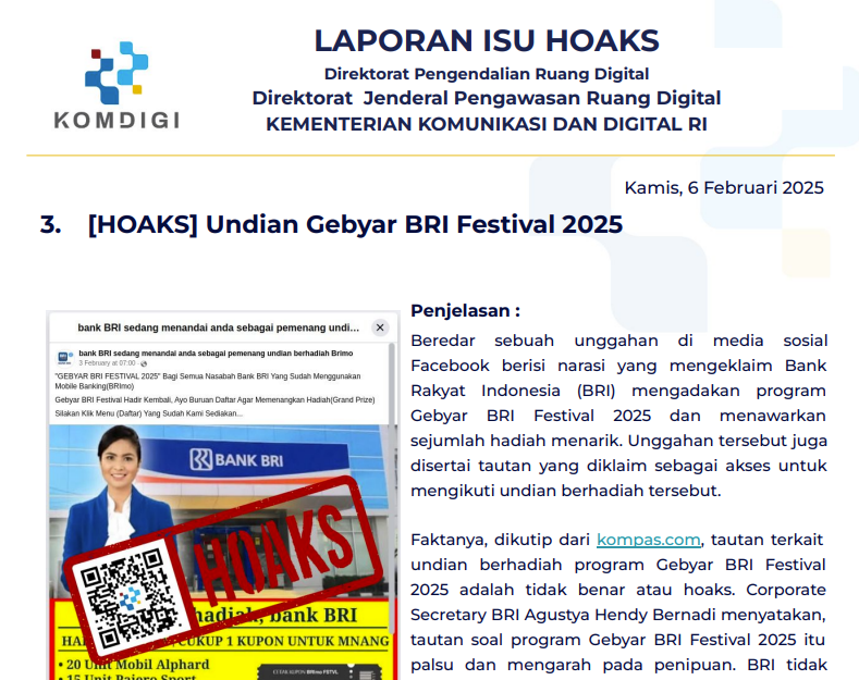 Isu Hoaks 6 februari 2025