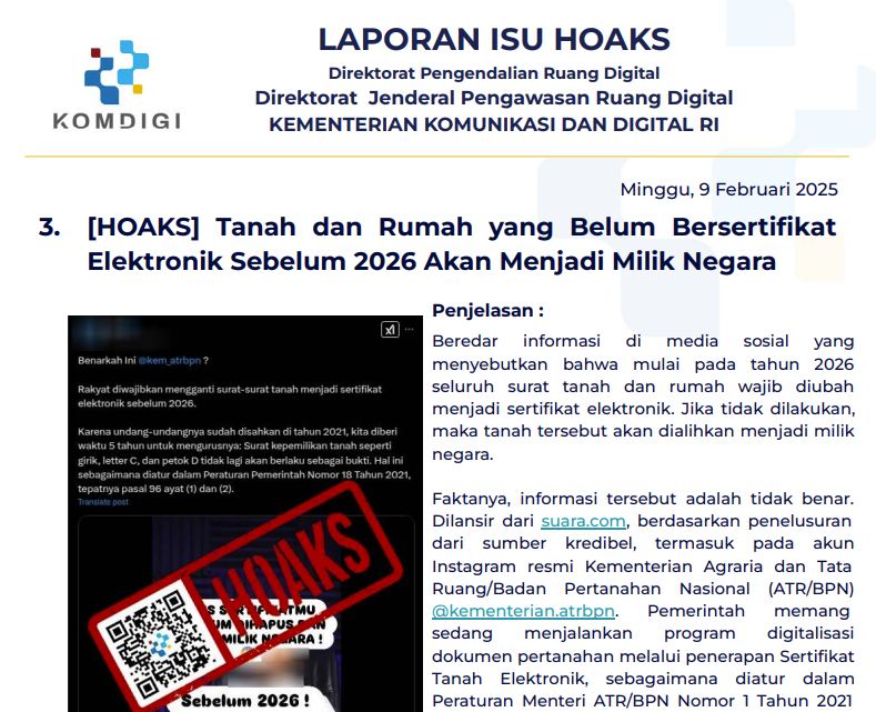 Isu Hoaks 9 februari 2025