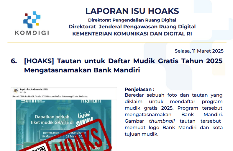 Isu Hoaks 11 Maret 2025