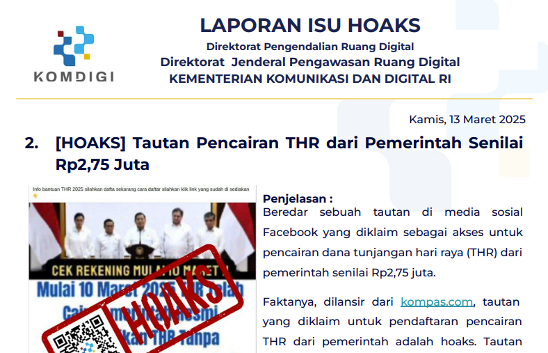 Isu Hoaks 13 Maret 2025