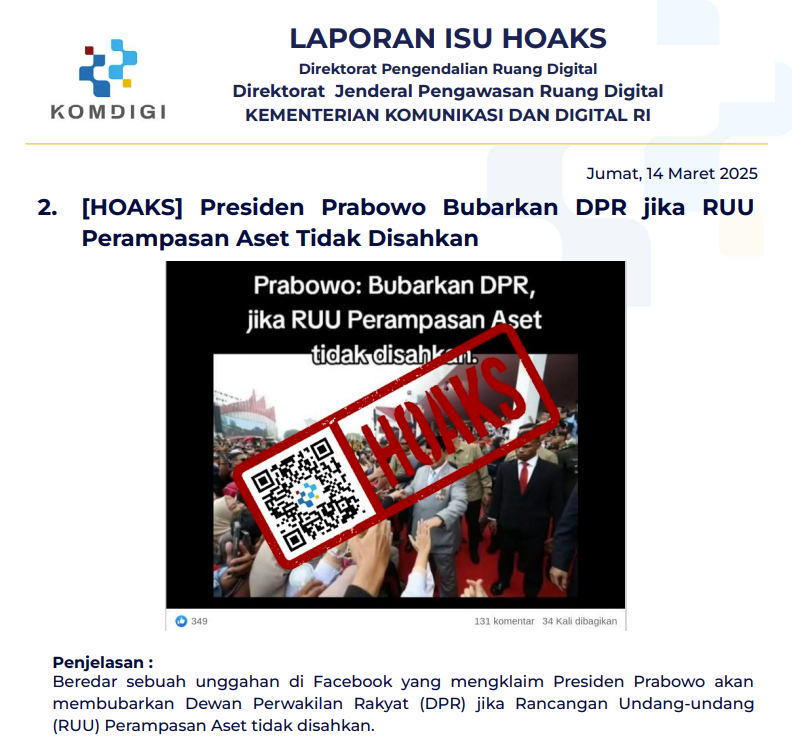Isu Hoaks 14 Maret 2025