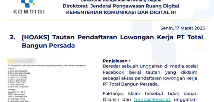 Isu Hoaks 17 Maret 2025