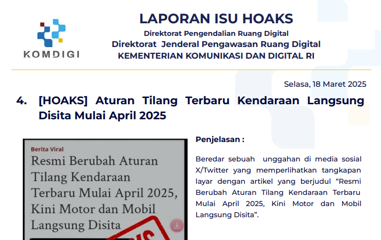 Isu Hoaks 18 Maret 2025