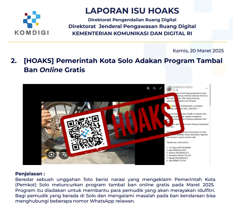 Isu Hoaks 20 Maret 2025