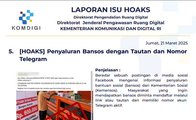 Isu Hoaks 21 Maret 2025