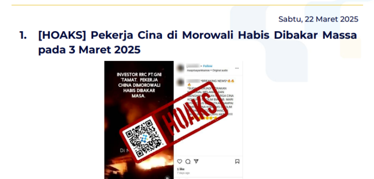 Isu Hoaks 22 Maret 2025