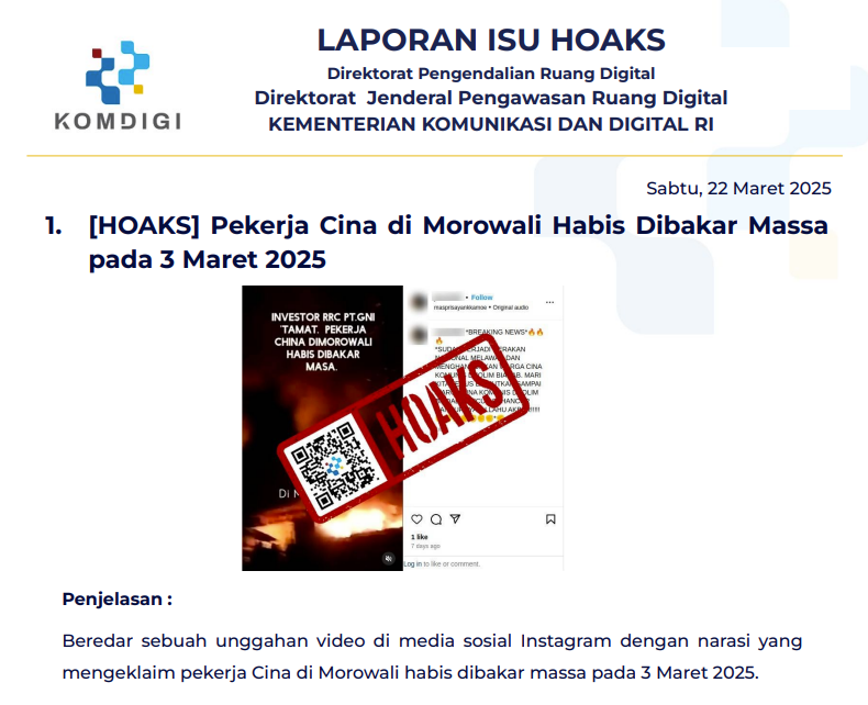 Isu Hoaks 22 Maret 2025